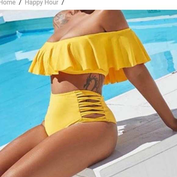 Yellow 2 piece Bathing Suit - Picture 4 of 4